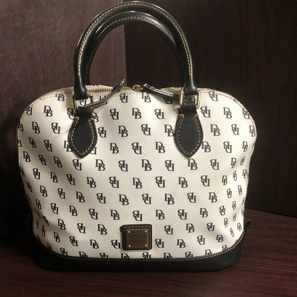 Dooney & Bourke Handbags - Dooney & Bourke Black and White Dome Satchel Bag